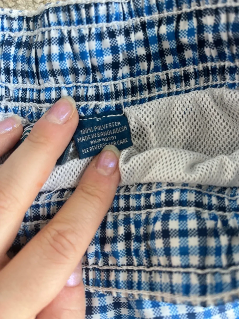 Kanu Surf Blue and White Gingham Swim Trunks
